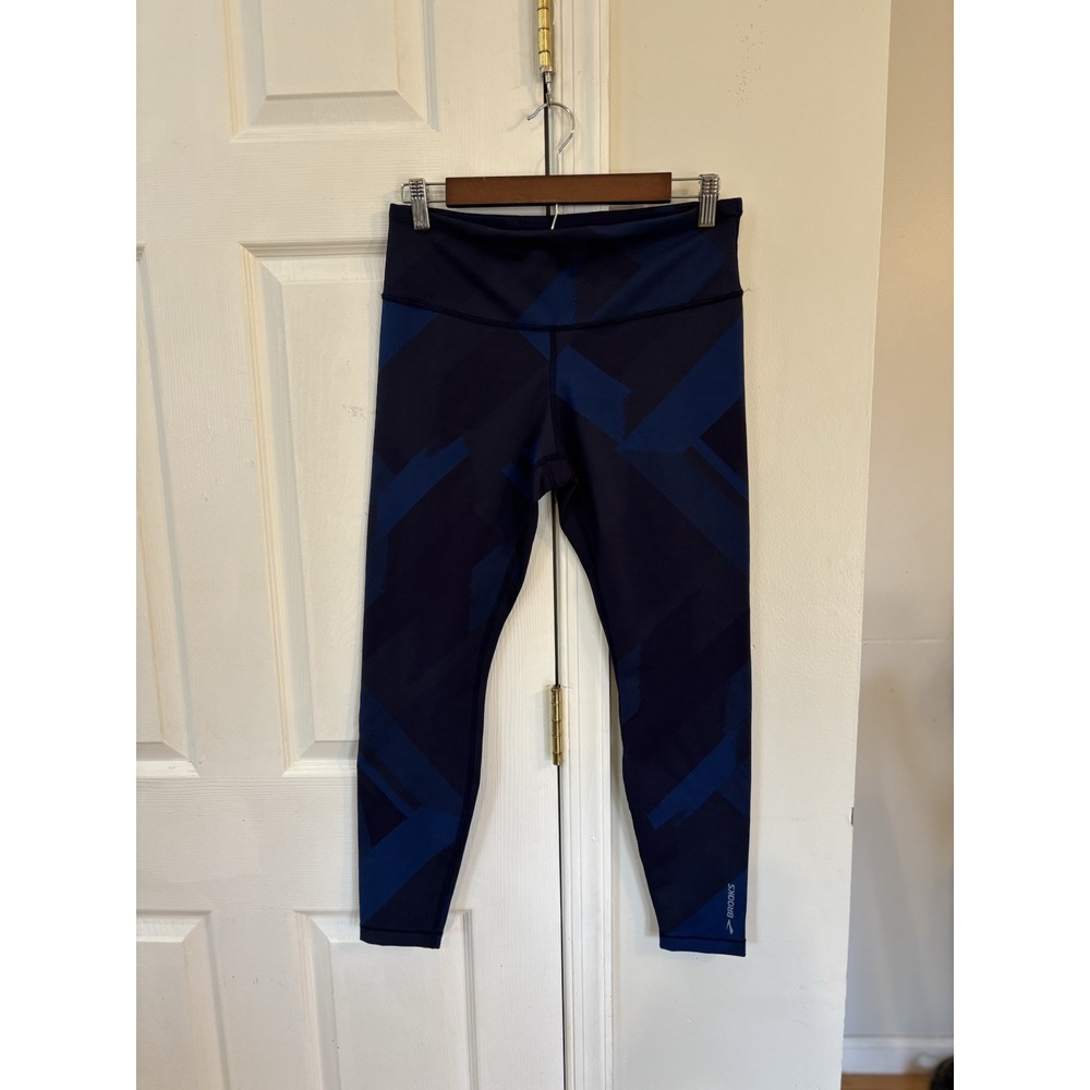 Brooks Women's‎ Sz M Leggings High Waisted Navy & Blue Design